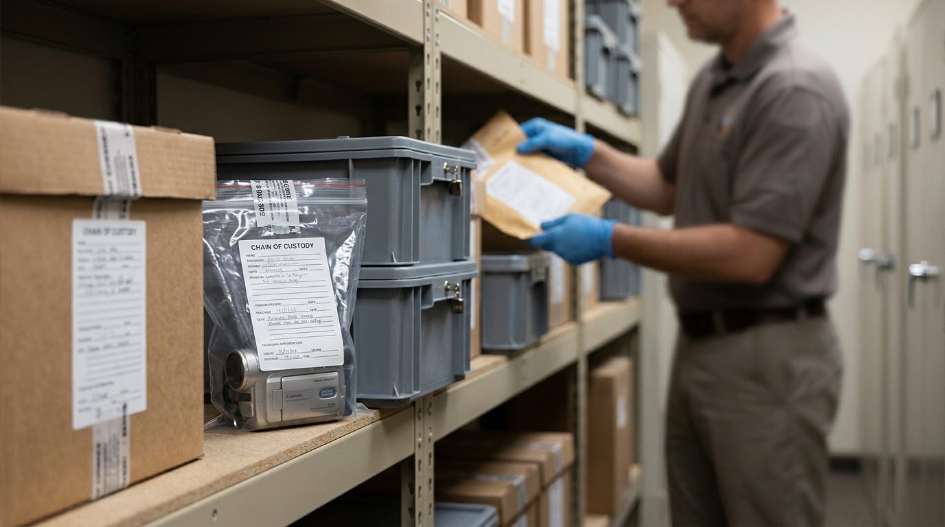 Evidence storage area with secured